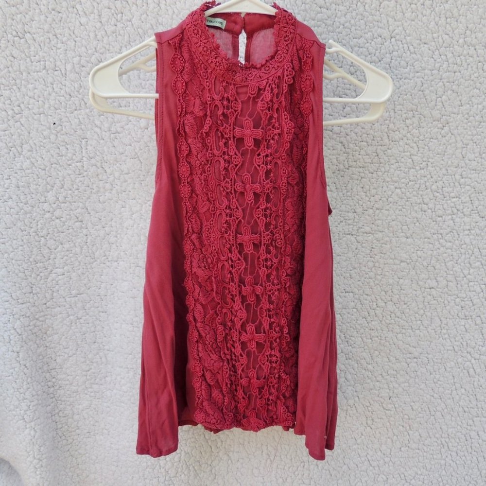 Maurices Lace Sheer Pink High Neck Tank Top